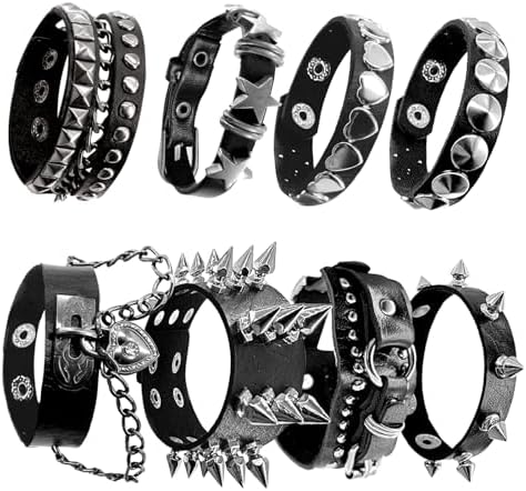 Amazon.com: NIGHTCRUZ Punk Leather Chain Bracelet, Goth Leather